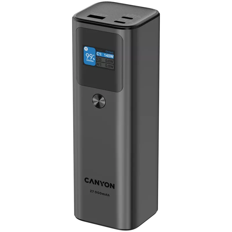 Canyon PB-2010 - Powerbank - Li-Pol - 27.000 mAh - Digitālais displejs - 2xUSB-C + 1xUSB-A - Jauda