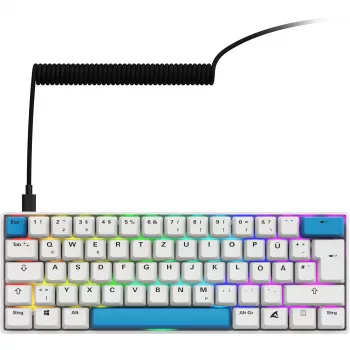 Sharkoon SGK50 S4 tastatūra Mājas USB QWERTZ Vācu Balta 60% RGB LED