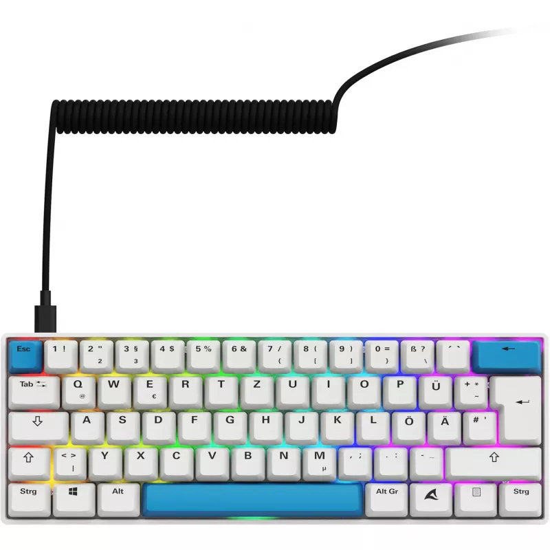 Sharkoon SGK50 S4 tastatūra Mājas USB QWERTZ Vācu Balta 60% RGB LED