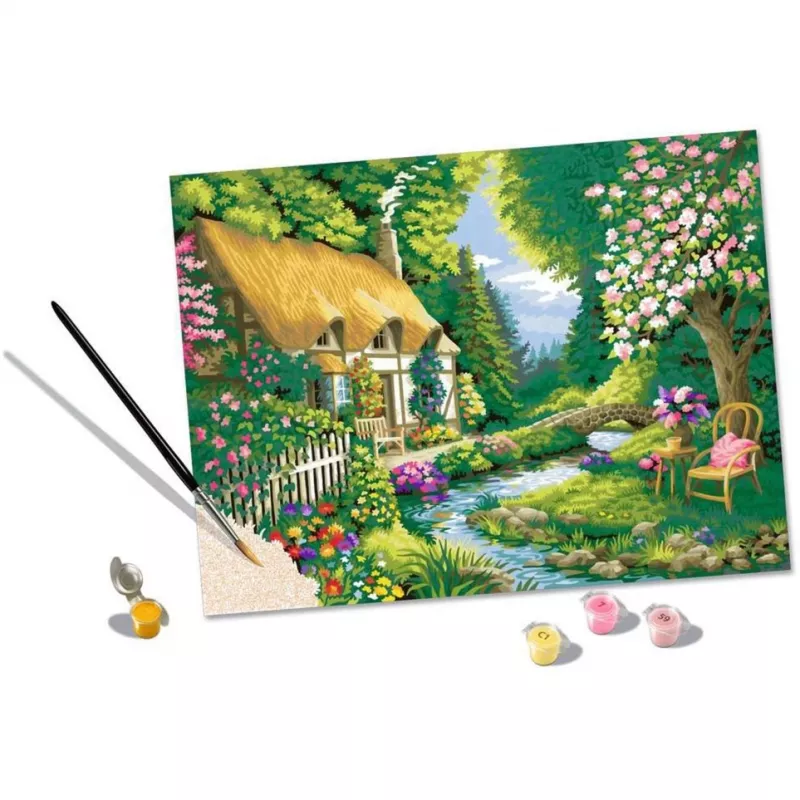 Ravensburger CreArt gleznošanas pēc cipariem komplekts Landhaus am Fluss (Lauku māja pie upes)