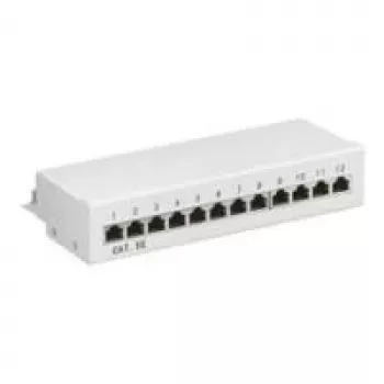 Wentronic Goobay CAT 5e Mini/Desktop Patch Panel, 12 portu, pelēks - STP ekranēts, pelēks (93041)
