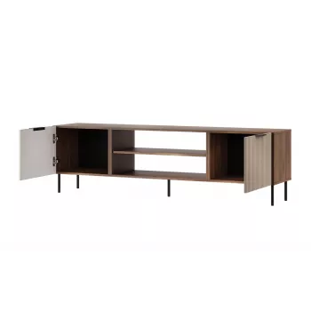 TV skapis Cama ALMERA 180.5×42×52.5 cm valrieksta/krējkrāsas – skaidu plātnes virsma, valrieksta rāmis