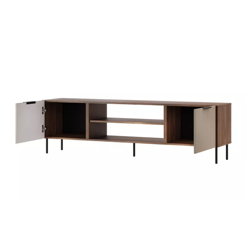 TV skapis Cama ALMERA 180.5×42×52.5 cm valrieksta/krējkrāsas – skaidu plātnes virsma, valrieksta rāmis