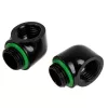 Adapteris 90° G1/4 collu iekšējā vītne uz G1/4 collu ārējā vītne, BitsPower Touchaqua, 2 gab. iepakojumā, melns