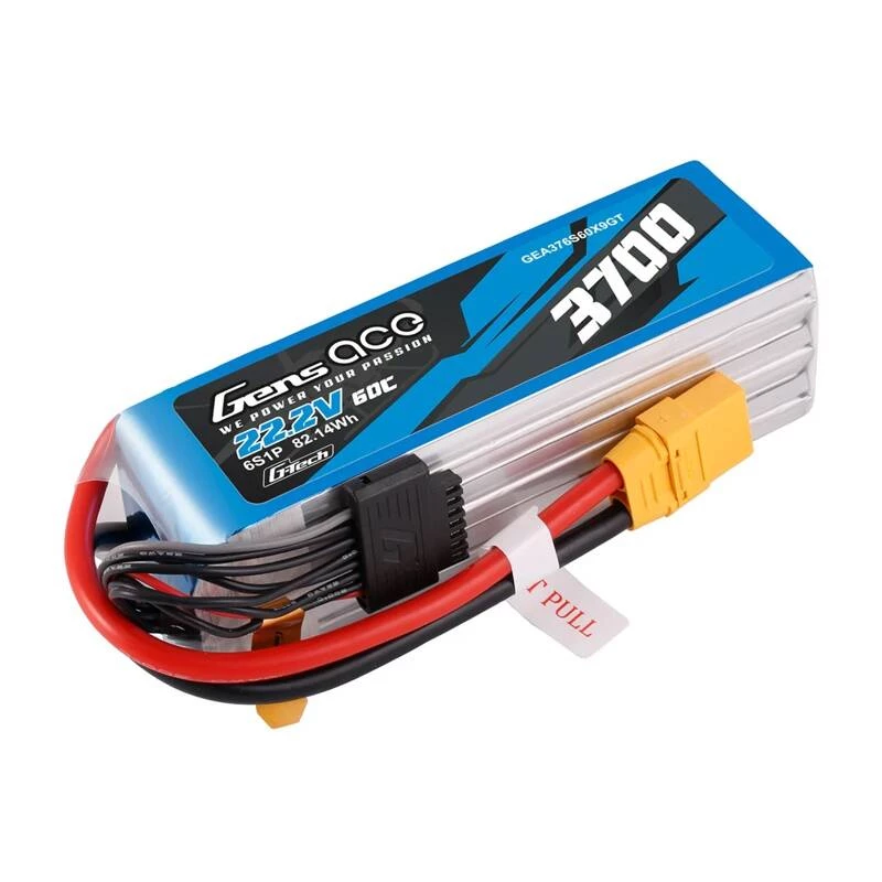 baterija Gens ace GEA376S60X9GT 22.2 V LiPo iebūvēts RC modeļiem, 0.536 kg, melns/zils/pelēks/balts