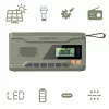 Portable FM radio MANTA RDI401G with solar panel, dynamo crank, 4000–4500mAh battery, 5V USB output, 3W, flashlight