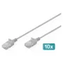 Ielāpu vads CAT6 U-UTP DIGITUS 1 m plāns, pelēks — 10 gab. iepakojumā