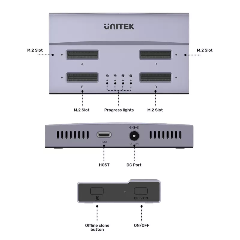 USB4 4-bay M.2 SSD dokstacija
