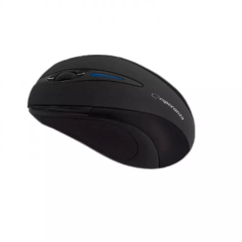 Vadu? Nē — Bezvadu RF pele ESPERANZA EM101K, piemērota abām rokām, 1000 DPI, 2,4 GHz nano USB uztvērējs, melna