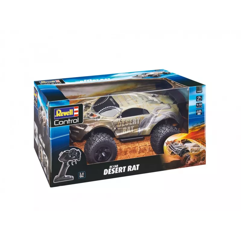RC auto REVELL Desert Rat (modelis 24442) — pelēks un melns radio vadāms bezceļa transportlīdzeklis