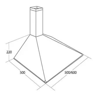 Pie sienas stiprināms tvaika nosūcējs AKPO WK-5 SOFT 60 — 600×500 mm, nerūsējošā tērauda korpuss, alumīnija/ogles tauku filtrs, 156 m³/h