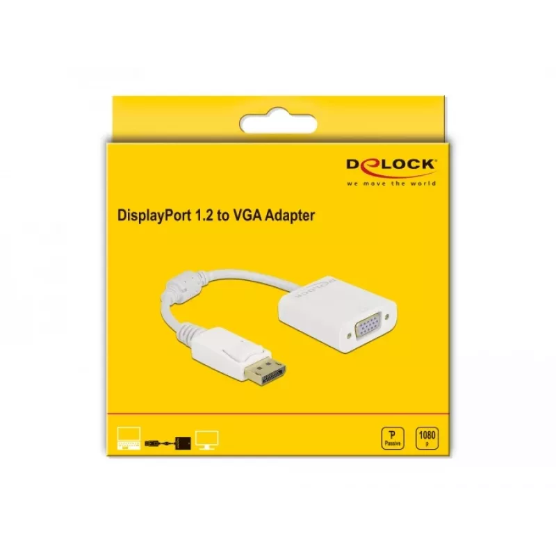 Adapteris DisplayPort 1.2 vīrišķais – VGA sievišķais DeLOCK 61007