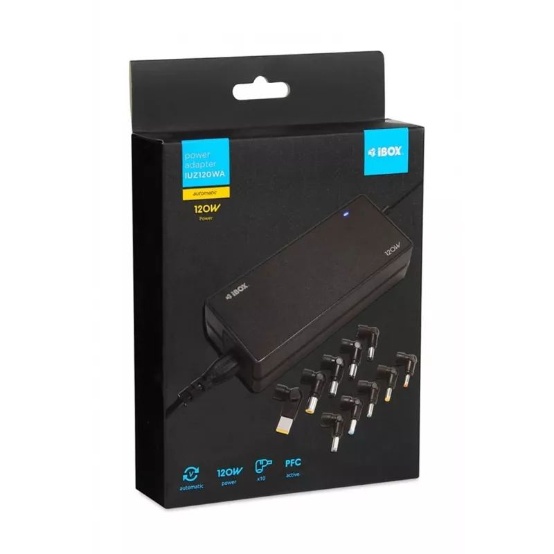 iBox IUZ120WA barošanas adapteris/invertors Iekštelpu 120 W Melns