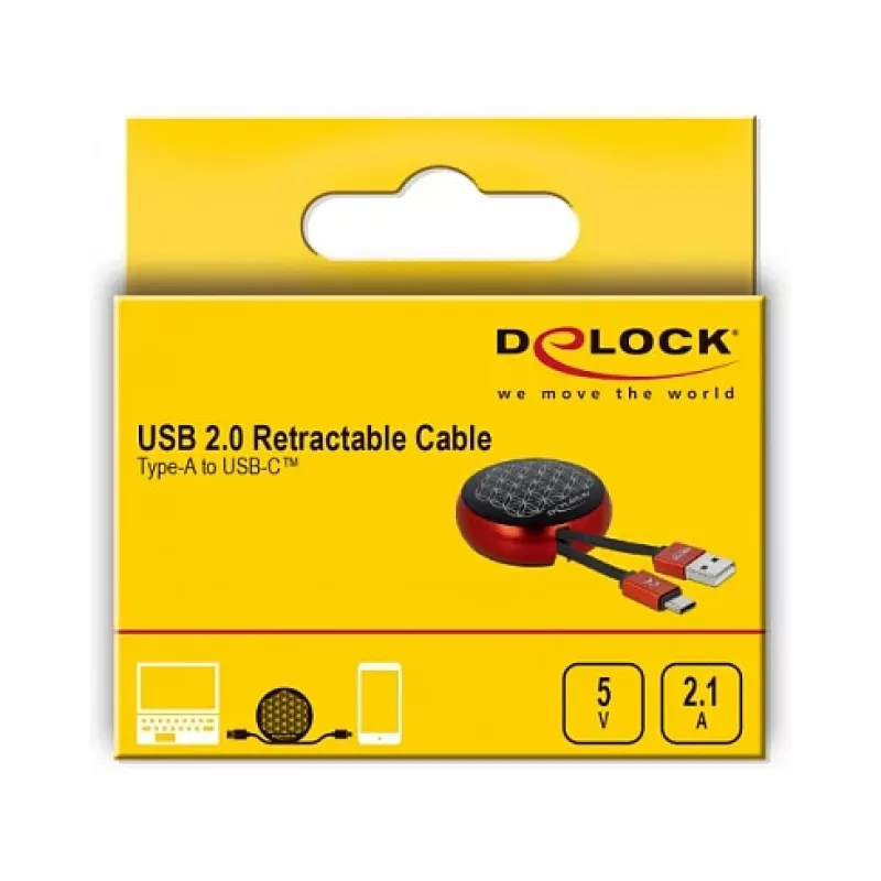 Ievelkamais kabelis DeLOCK USB 2.0 Type-A uz USB-C™ 85819