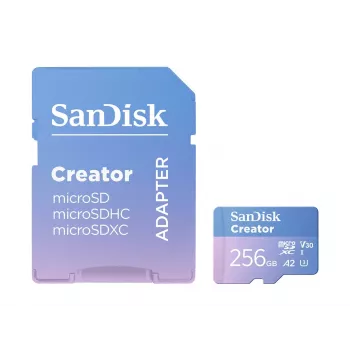 SanDisk Creator MicroSD atmiņas karte 256GB ar augstu pārraides ātrumu līdz 190 MB/s