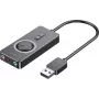 Ārējā USB 2.0 audio karte Vention CDRBF — 16 bitu, 44,1–48 kHz, USB barošana, 1 m kabelis, līnijas ieeja/līnijas izeja