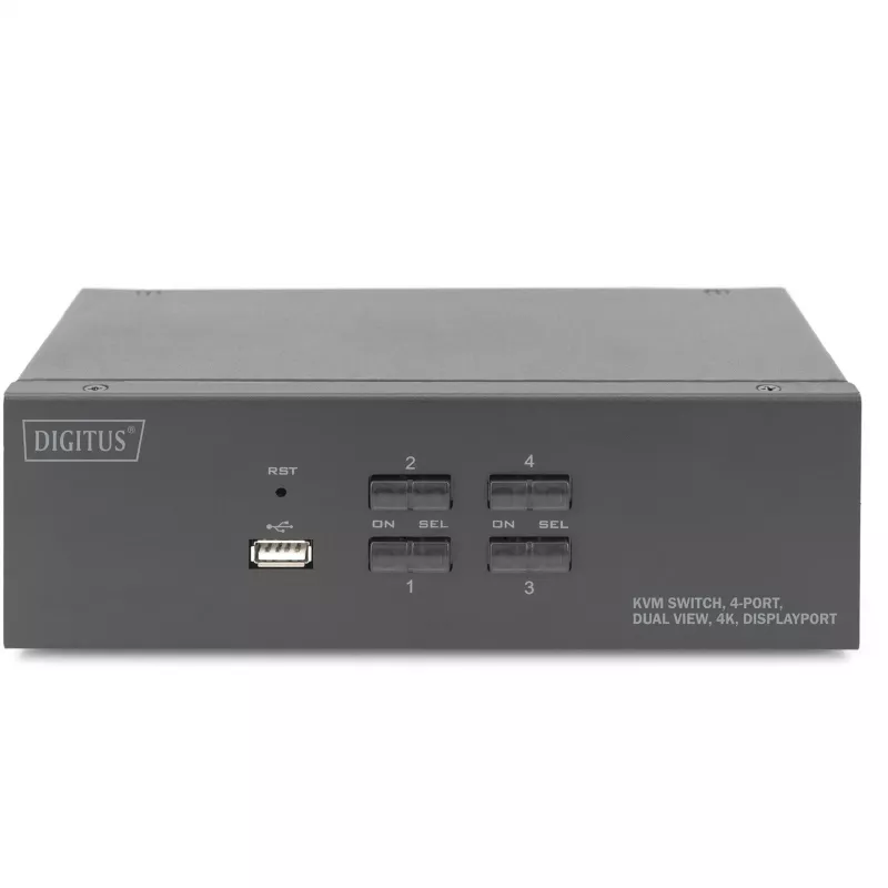 DIGITUS KVM slēdzis, 4 porti, divu displeju, 4K, DisplayPort®