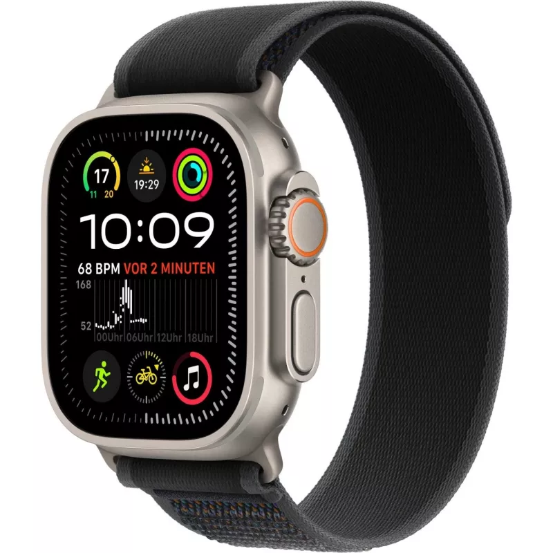 Apple 49mm Melns Trail Loop M/L Natural Titanium Finish
