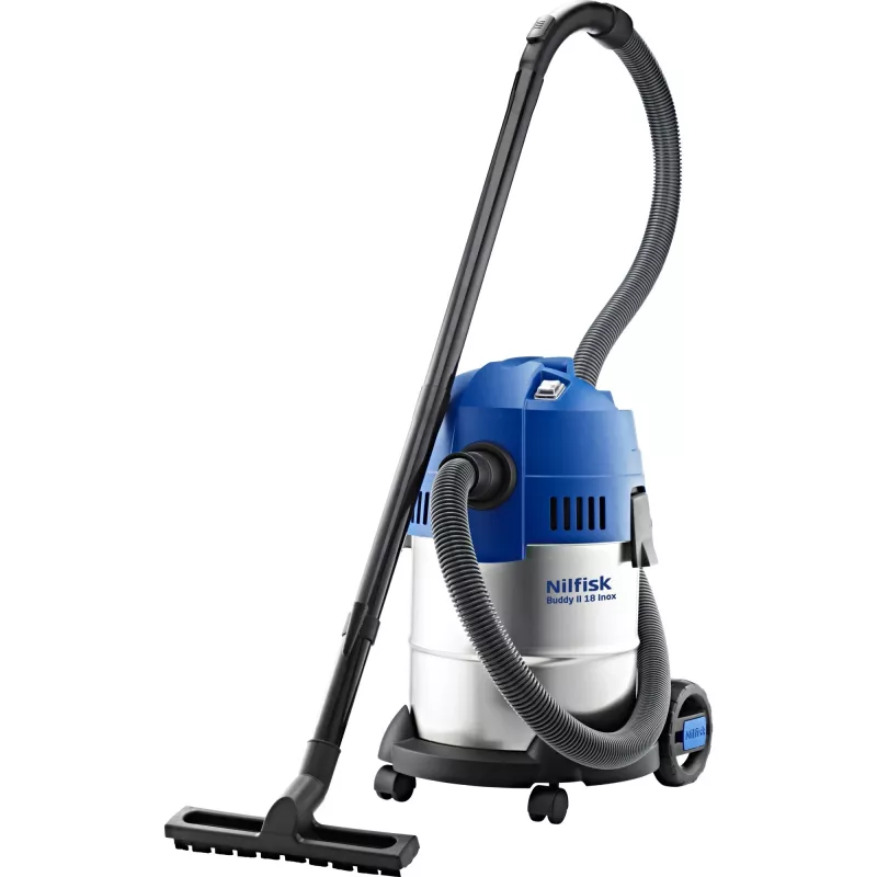 Nilfisk Buddy II 18 Nerūsējošais tērauds Melns, Nerūsējošais tērauds 18 L 1200 W