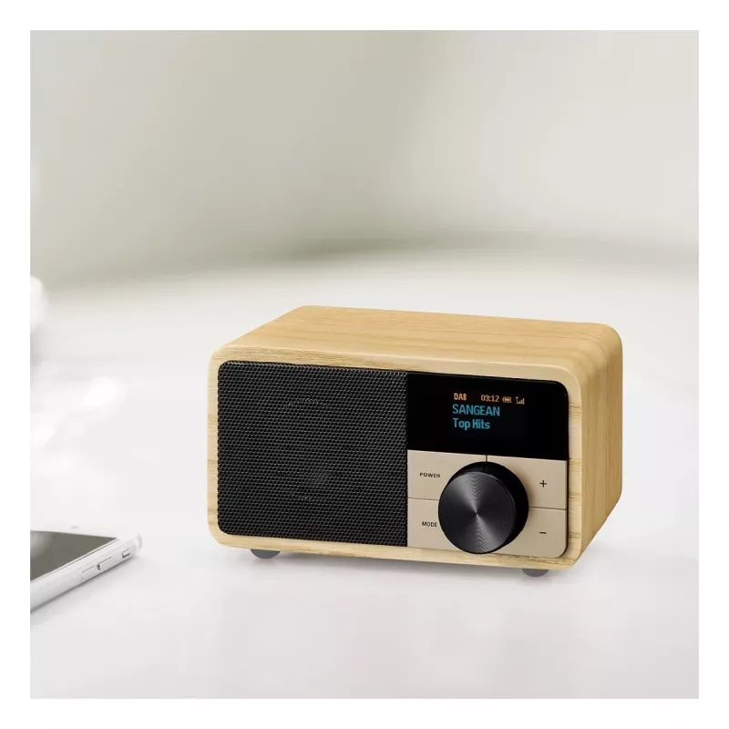 Galda radio Sangean DDR-7 Natural Wood FM AM Bluetooth, koka korpuss, FM/AM uztvērējs, Bluetooth audio