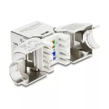 DELOCK Keystone modulis RJ45 ligzda uz LSA Cat.6A bez instrumentiem 45° leņķī ekranēts ar metāla fiksatoru