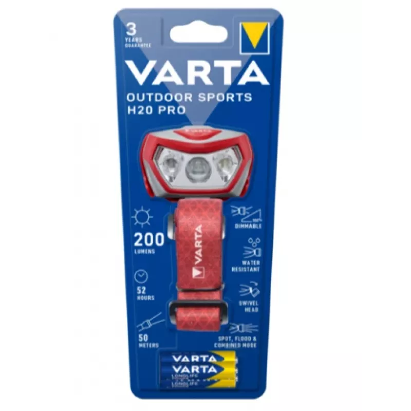 Galvas lukturītis Varta Outdoor Sports H20 Pro Pelēks Sarkans