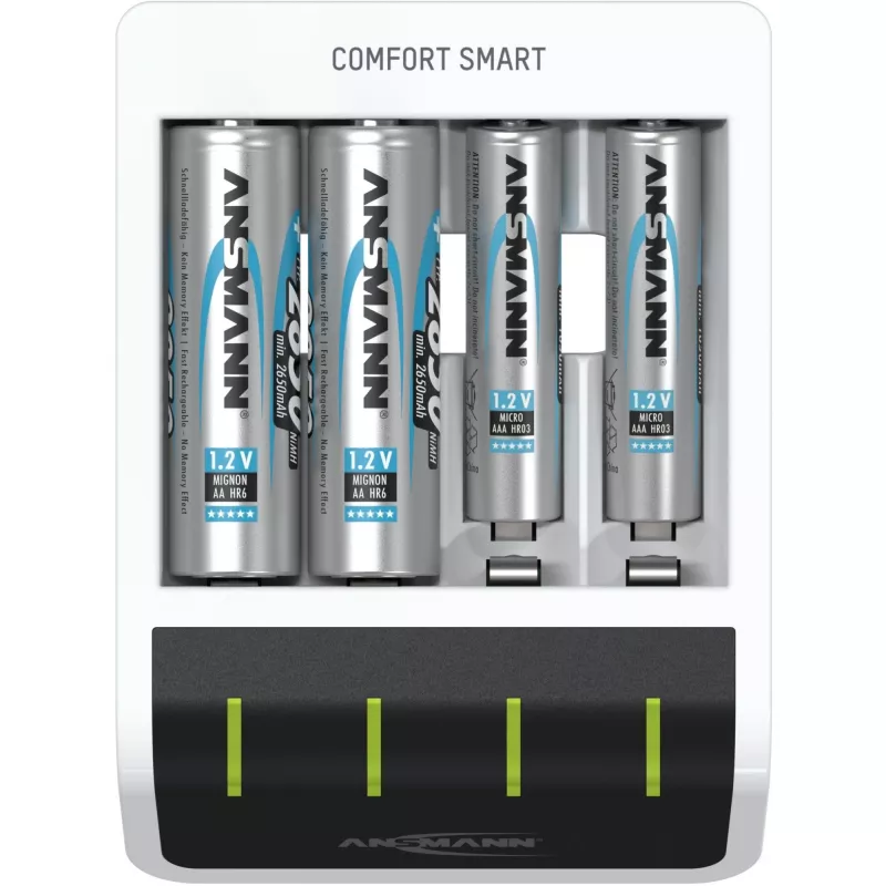 Bateriju lādētājs Ansmann Comfort Smart mājsaimniecības baterijām USB