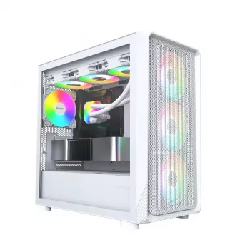 PC case Montech X5M (W) Micro Tower, balta — Micro-ATX/Mini-ITX, supports ATX PSU, 3x120mm front, 1x120mm rear, 2x3.5 inch bays, 4x2.5 inch bays