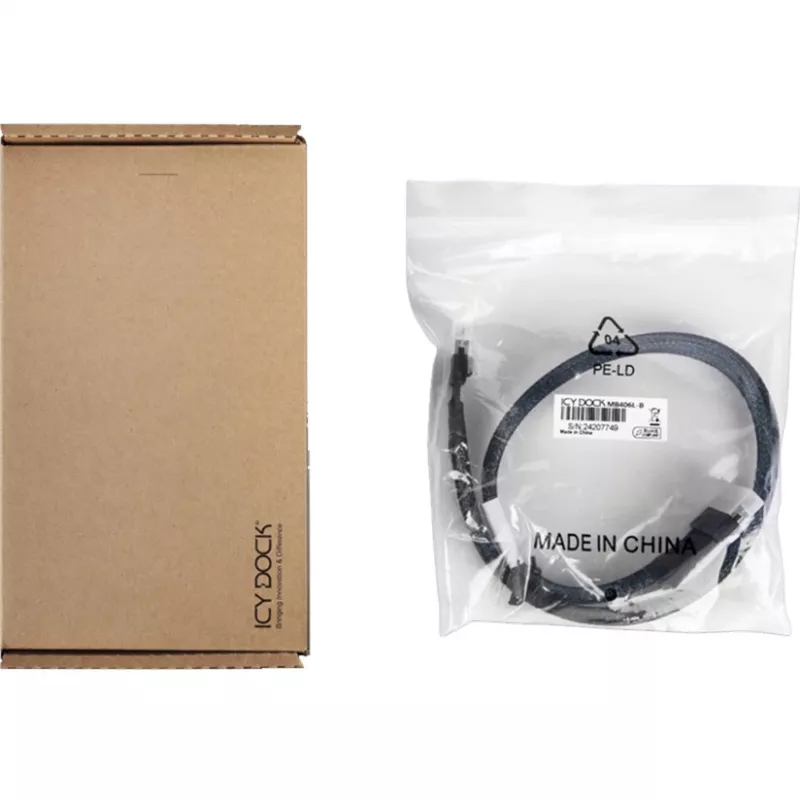 ICY DOCK - MB4026L-B - SlimSAS 4i SFF-8654 uz OCuLink 4i SFF-8611 kabelis – 0,5 m