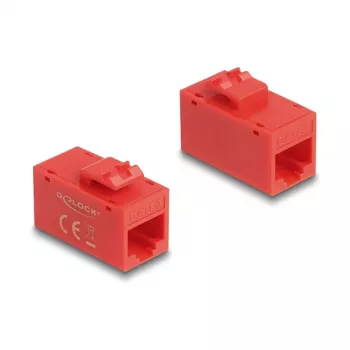 Keystone modulis DELOCK 90641, plakana konstrukcija, RJ-45 savienotājs, sarkans