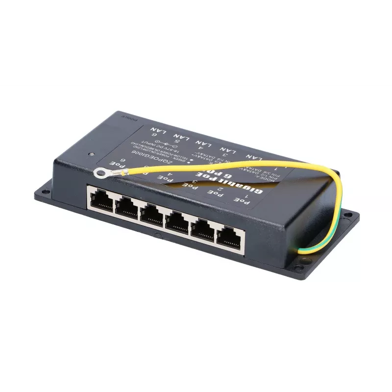 PoE inžektors Extralink Gigabit 6 Port 6x 1000Mb/s RJ45