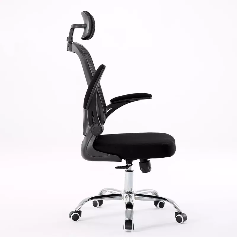 Top e shop DORY CZERŃ biroja krēsls — polsterēts sēdeklis, sieta atzveltne, 650×620 mm, augstums līdz 122 cm