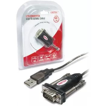 UNITEK Y-105 seriālais kabelis Melns 1.5 m USB Type-A DB-9