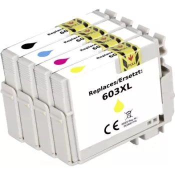 Renkforce tintes komplekts aizstāj Epson 603XL (C13T03A645) saderīgs melns, ciāna, fuksīna, dzeltens RF-I-E-603XLBKCMY4PK RF-5655898 (RF-5655898)