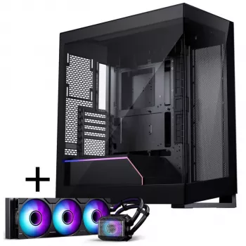 PHANTEKS NV-Serie NV5 MK2 ATX korpuss, rūdītais stikls, DRGB - Satin Melns + Glacier One 360M25 Gen2 DRGB AiO šķidruma dzesēšana - 360mm