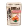 Mitrā kaķu barība SHELMA ar lasi un mencu mērcē, 4 x 85 g paciņas, 81% mitrums, 10% olbaltumvielas