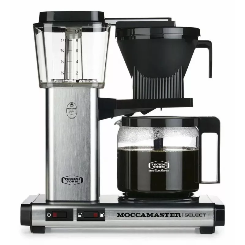 Pilienveida kafijas automāts MOCCAMASTER KBG 741 — 1,25 L ūdens tvertne, 10 krūžu kanna, 1520 W, nerūsējošais tērauds/melns