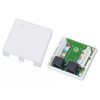 Vadu savienotājs Alantec GN002 2×RJ45 ligzda–ligzda balts taisns plastmasas
