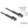Tīkla kabelis DeLOCK RJ45 plāns Cat.8.1 U/FTP 0,25m Melns