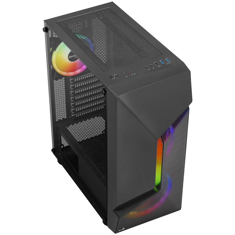 Aerocool Scape-G-BK-v2 Midi-Tower, Tempered Glass, FRGB - Melns