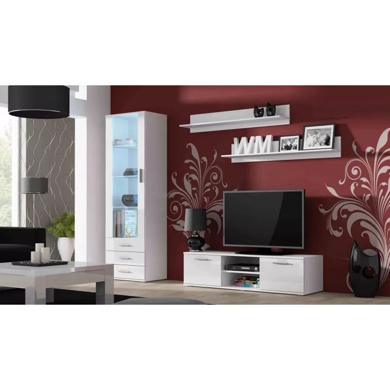 Cama TV statīvs SOHO 140 balts/balts glancēts