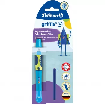 Pelikan griffix® tintes pildspalva labročiem - Neon Fresh zila - Zila - Kārtridžu uzpildes sistēma - Zila - Plastmasa - Nerūsējošais tērauds - Labročiem (820363)
