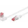Goobay CAT 6 komutācijas kabelis 1x 90° leņķī, S/FTP (PiMF), Balts, 3 m - fiksatora cilne augšpusē, LSZH bez halogēna, Varš (51552)