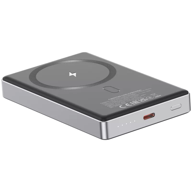 Canyon OnCharge 510 - Powerbank - 10.000 mAh - ieeja USB-C - izeja USB-C PD 20W + bezvadu magnētiskais