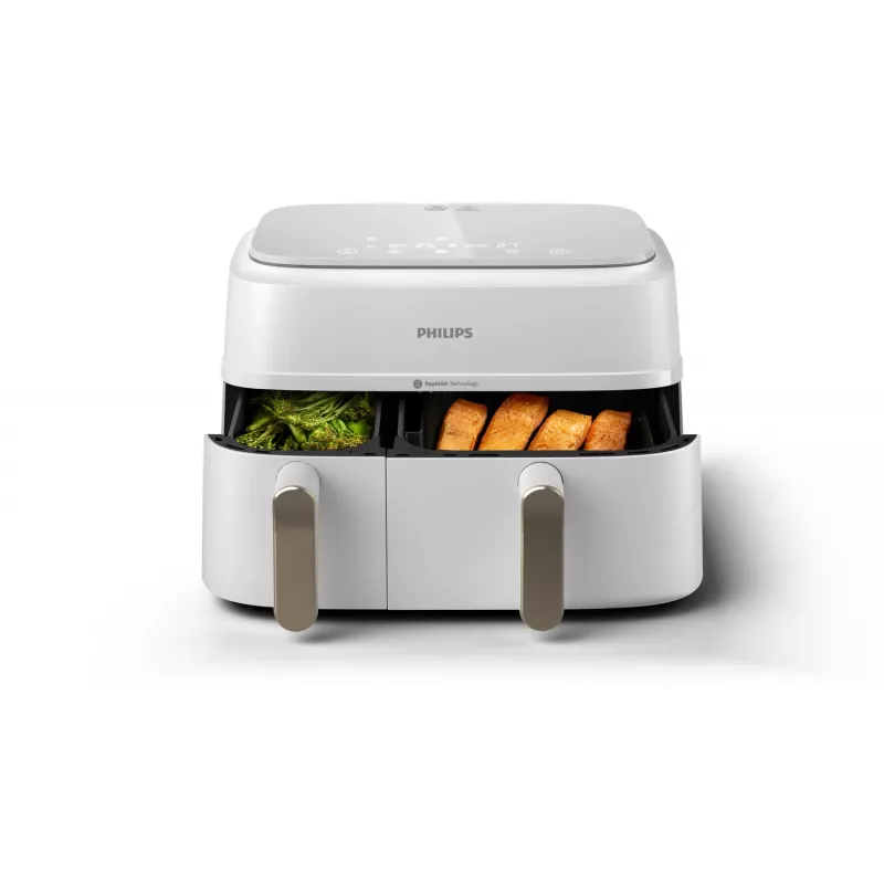 Philips 3000 sērija NA353/10 divkameru karstā gaisa fritieris 9 L brīvstāvošs 2750 W Silver, balta