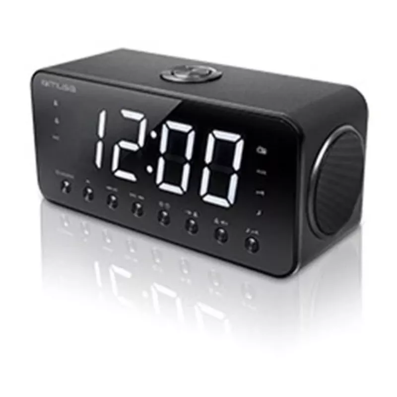 Modinātājradio Muse M-192 CR — digitālais pulkstenis, FM uztvērējs, 1,8 collu LED displejs, melns koks, maiņstrāva 100–240 V, AAA rezerves