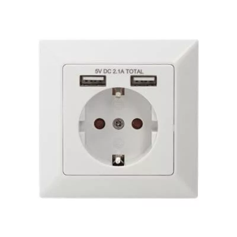Drošības kontaktligzda iebūvējamai montāžai Digitus DA-70613 ar 2 USB portiem