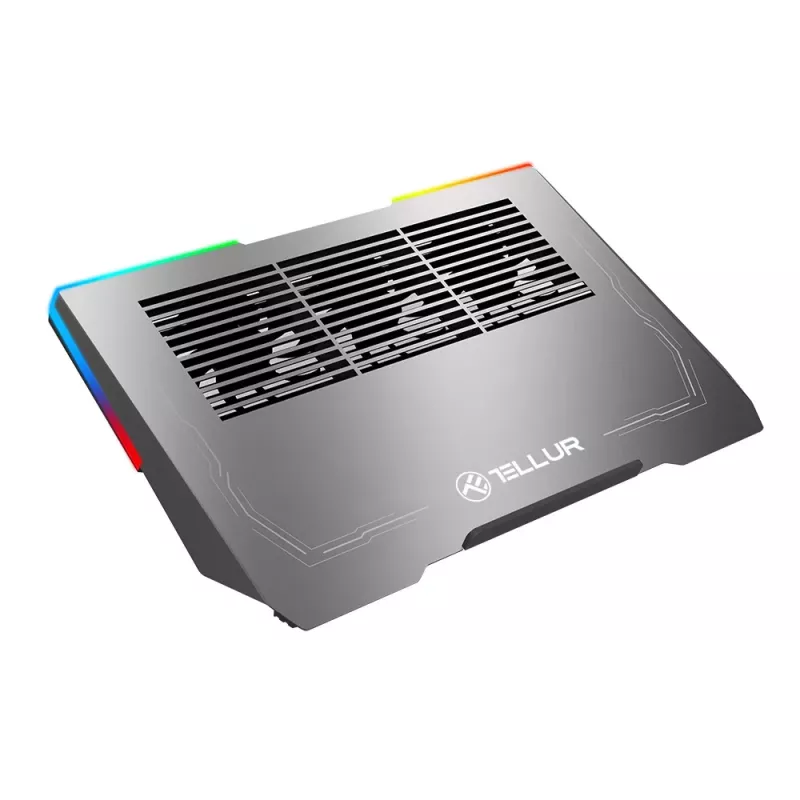 Klēpjdatora dzesētājs Tellur TLL491321 17,3 collu klēpjdatoriem, 3 ventilatori, RGB LED apgaismojums