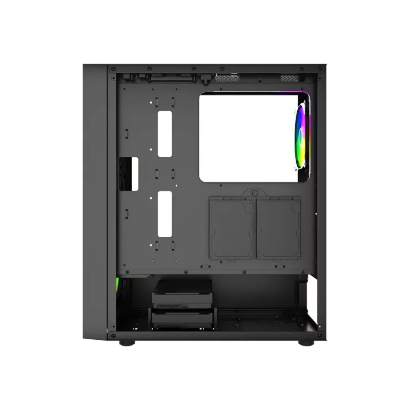 PC Case GEMBIRD Fornax 4300 Midi Tower ATX, rūdīts stikls, 2x3.5 collu nodalījumi, 3x2.5 collu nodalījumi, ARGB ventilatoru atbalsts, USB 3.2 Gen1