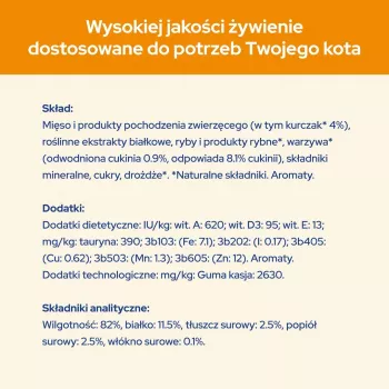 Mitrā kaķu barība Purina Nestlé Adult 1+ 10×85 g — vista, 11,5% olbaltumvielas, 82% mitrums